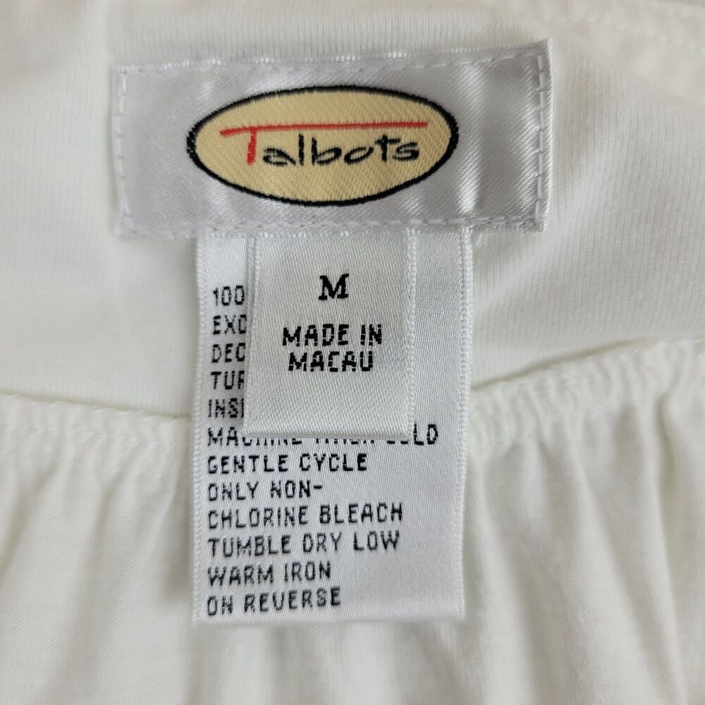 Talbots 100% cotton white flare skirt black embroidery elastic waist M boho - Picture 5 of 10